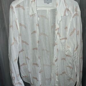 White Cheetah Women’s Button Up Top